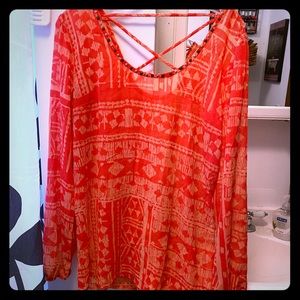 Pink long sleeve tunic top